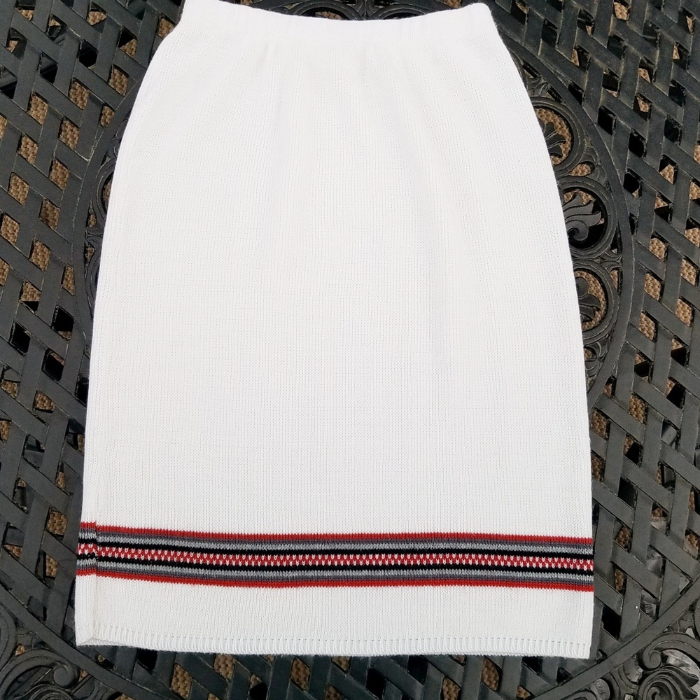 Vintage 80s Knit Sweater Skirt Fair Isle Elastic